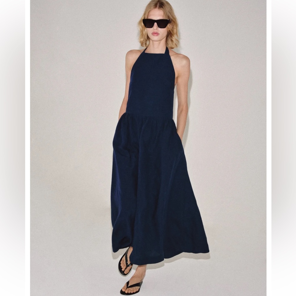 ZW COLLECTION HALTER NECK DRESS navy size small nwt